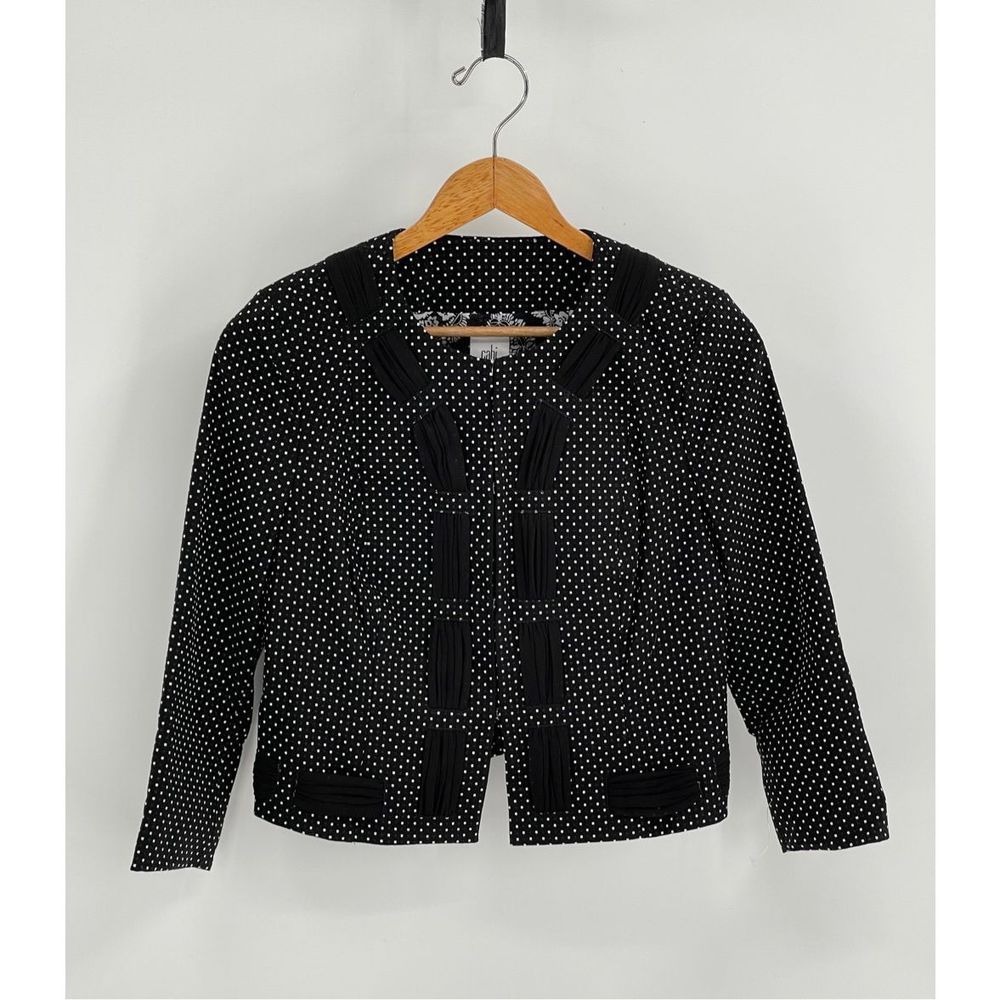 Cabi Blazer Women's Size 4 Black White Long Sleeve Short Jacket Cropped